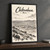 Chihuahua city view full-bleed print styled in Black frame / charcoal wall; frame and props not included