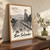 San Salvador city view full-bleed print styled in Original angled oak-console; frame and props not included