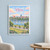 Vilnius city view full-bleed print styled in White frame / blue sitting room; frame and props not included