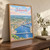 Jacksonville city view full-bleed print styled in Original angled oak-console; frame and props not included