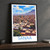 Sanaa city view bordered print styled in Black frame / charcoal wall; frame and props not included