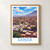 Sanaa city view bordered print styled in Front oak frame - corrected opening; frame and props not included
