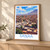 Sanaa city view bordered print styled in Light oak-console; frame and props not included