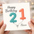 Niece 21st Birthday Card - Happy Birthday Balloon Numbers Design - Cute Illustrated Card for Her 21