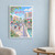 Wenchang city view full-bleed print styled in White frame / blue sitting room; frame and props not included