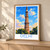 Delhi city view bordered print styled in Light oak-console; frame and props not included
