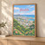 Honolulu city view full-bleed print styled in Light oak-console; frame and props not included