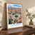 Catania city view bordered print styled in Original angled oak-console; frame and props not included