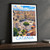 Catania city view bordered print styled in Black frame / charcoal wall; frame and props not included