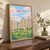 Ulhasnagar city view full-bleed print styled in Original angled oak-console; frame and props not included