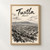 Tuxtla city view full-bleed print styled in Front oak frame - corrected opening; frame and props not included