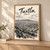 Tuxtla city view full-bleed print styled in Light oak-console; frame and props not included