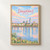 Düsseldorf city view full-bleed print styled in Front oak frame - corrected opening; frame and props not included
