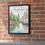 Amsterdam city view full-bleed print styled in Black frame / exposed brick; frame and props not included