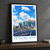 Petaling Jaya city view bordered print styled in Black frame / charcoal wall; frame and props not included