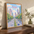 Xinyu city view full-bleed print styled in Original angled oak-console; frame and props not included