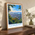 Guwahati city view bordered print styled in Original angled oak-console; frame and props not included