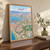 İzmir city view full-bleed print styled in Original angled oak-console; frame and props not included