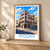 Jeddah city view bordered print styled in Light oak-console; frame and props not included