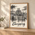 Chongqing city view full-bleed print styled in Light oak-console; frame and props not included