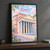 Pantheon from Piazza della Rotonda full-bleed print styled in Black frame / charcoal wall; frame and props not included