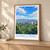 Dongyang city view bordered print styled in Light oak-console; frame and props not included