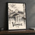 Rialto Bridge from the Grand Canal full-bleed print styled in Black frame / charcoal wall; frame and props not included