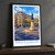 Paris 13 Gobelins city view bordered print styled in Black frame / charcoal wall; frame and props not included