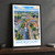 Amersfoort city view bordered print styled in Black frame / charcoal wall; frame and props not included