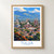 Tuluá city view bordered print styled in Front oak frame - corrected opening; frame and props not included