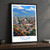 Tuluá city view bordered print styled in Black frame / charcoal wall; frame and props not included
