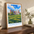 Odintsovo city view bordered print styled in Original angled oak-console; frame and props not included