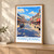 Xiangxiang city view bordered print styled in Light oak-console; frame and props not included