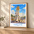Abéché city view bordered print styled in Light oak-console; frame and props not included