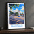 Baubau city view bordered print styled in Black frame / charcoal wall; frame and props not included
