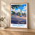 Baubau city view bordered print styled in Light oak-console; frame and props not included