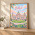 Belfast city view full-bleed print styled in Light oak-console; frame and props not included