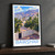 Bawshar city view bordered print styled in Black frame / charcoal wall; frame and props not included