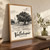 Valledupar city view full-bleed print styled in Original angled oak-console; frame and props not included