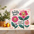 Lovely Aunt Birthday Card - Cute Floral Smiling Flowers - For Aunt/Auntie - Pink & Green - Ladybird Detail - 145mm x 145mm Square Greeting Card, Includes Kraft Envelope