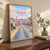 Diepsloot city view full-bleed print styled in Original angled oak-console; frame and props not included