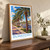 Buraydah city view bordered print styled in Original angled oak-console; frame and props not included