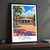Yopal city view bordered print styled in Black frame / charcoal wall; frame and props not included