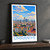 Umraniye city view bordered print styled in Black frame / charcoal wall; frame and props not included