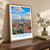 Umraniye city view bordered print styled in Original angled oak-console; frame and props not included