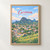 Cariacica city view full-bleed print styled in Front oak frame - corrected opening; frame and props not included