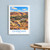 Ghardaïa city view bordered print styled in White frame / blue sitting room; frame and props not included