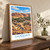 Ghardaïa city view bordered print styled in Original angled oak-console; frame and props not included