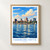 Hamburg-Mitte city view bordered print styled in Front oak frame - corrected opening; frame and props not included