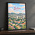 Betim city view full-bleed print styled in Black frame / charcoal wall; frame and props not included
